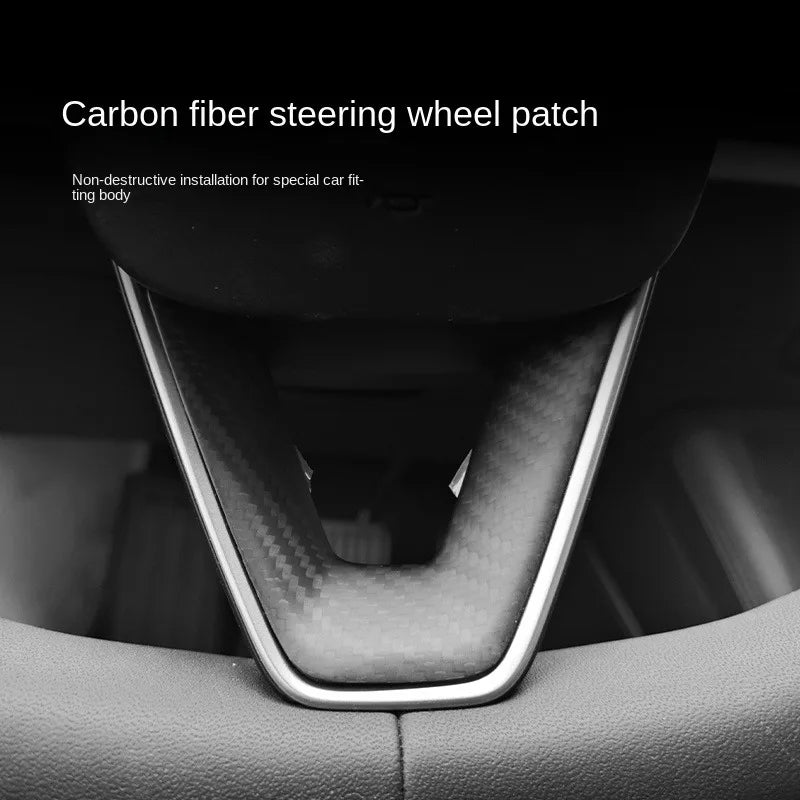 Steering Wheel Patch for Tesla Model 3+ Real Carbon Fiber Steering Wheel U-shaped Protective Cover 2024 New Model 3 Highland