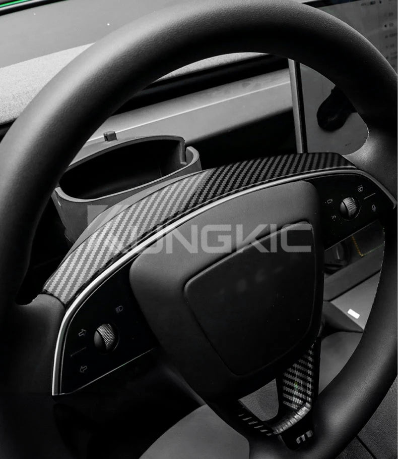 Steering Wheel Top Frame Cover for Tesla Model 3 Highland 2024 Carbon Fiber Trim