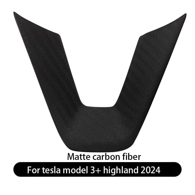 Steering Wheel Patch for Tesla Model 3+ Real Carbon Fiber Steering Wheel U-shaped Protective Cover 2024 New Model 3 Highland