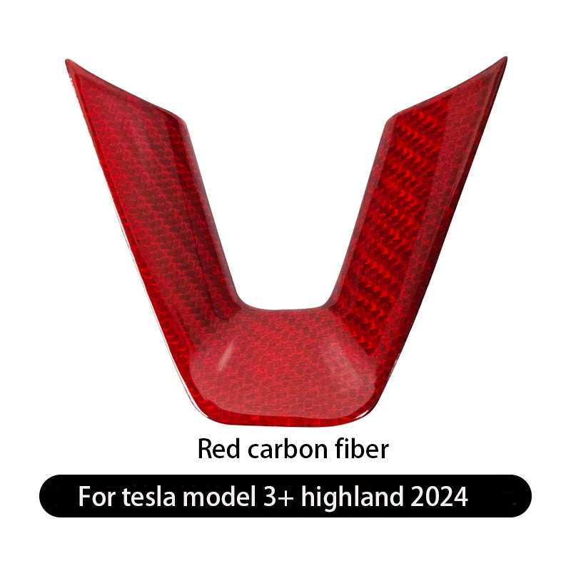 Steering Wheel Patch for Tesla Model 3+ Real Carbon Fiber Steering Wheel U-shaped Protective Cover 2024 New Model 3 Highland