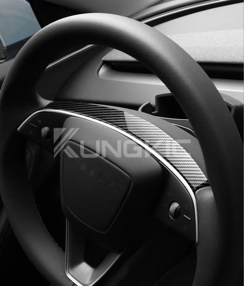 Steering Wheel Top Frame Cover for Tesla Model 3 Highland 2024 Carbon Fiber Trim