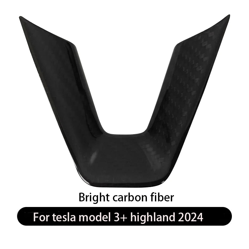 Steering Wheel Patch for Tesla Model 3+ Real Carbon Fiber Steering Wheel U-shaped Protective Cover 2024 New Model 3 Highland